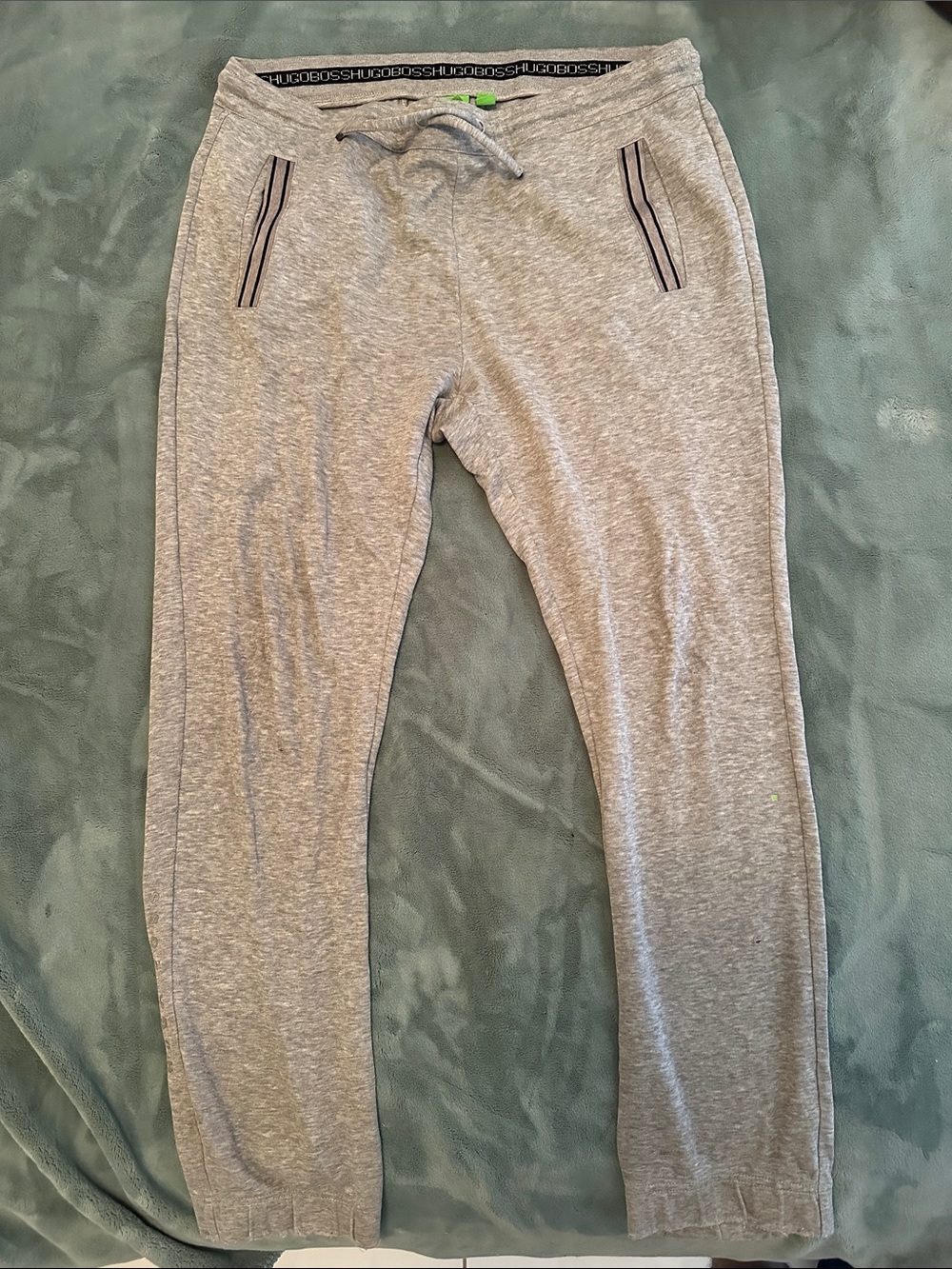 USED - Authentic Hugo Boss Men's Gray Slim SweatPants - Size L W/ Back Pocket